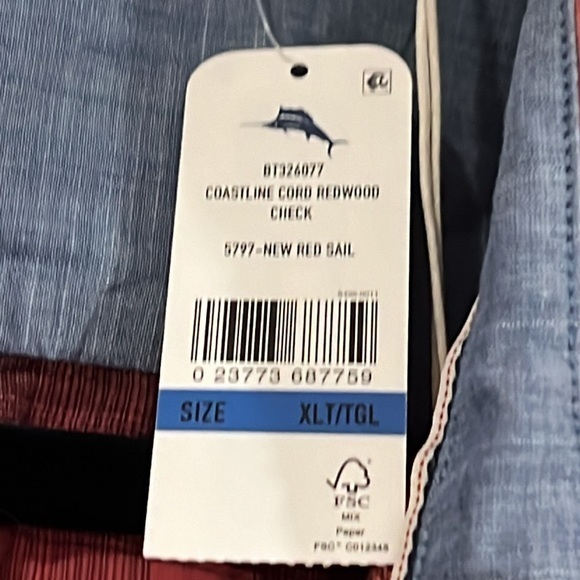 Tommy Bahama Coastline Cord Redwood Check New Red Sail List Size XLT corduroy - Picture 4 of 4